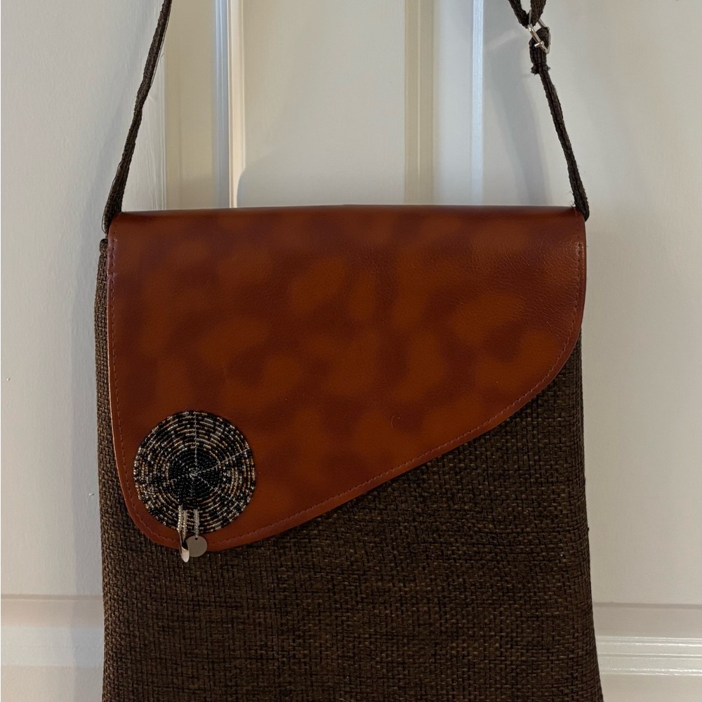Elegant Brown and Tan Crossbody Bag